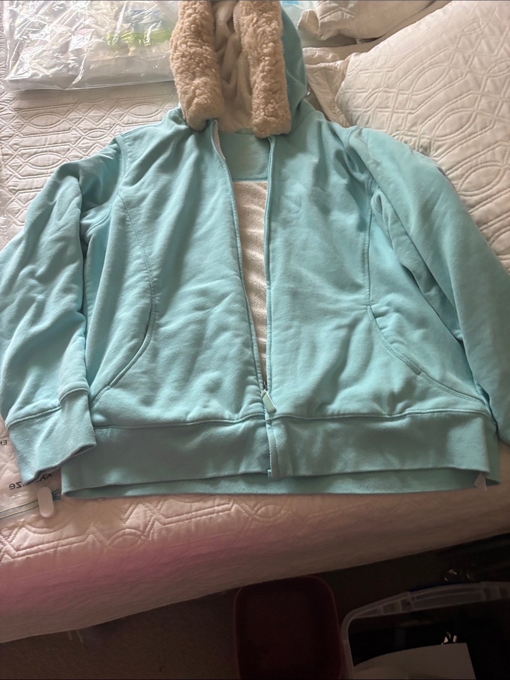 Fleece lined warm sweatshirt jacket